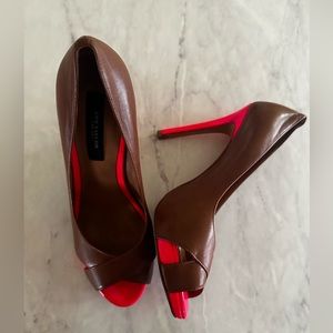 Ann Taylor Caliente coral heels size 6 1/2